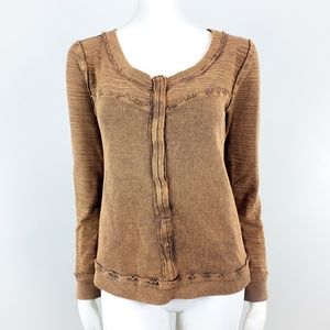 WE THE FREE by FREE PEOPLE Henley Ribbed Top Small